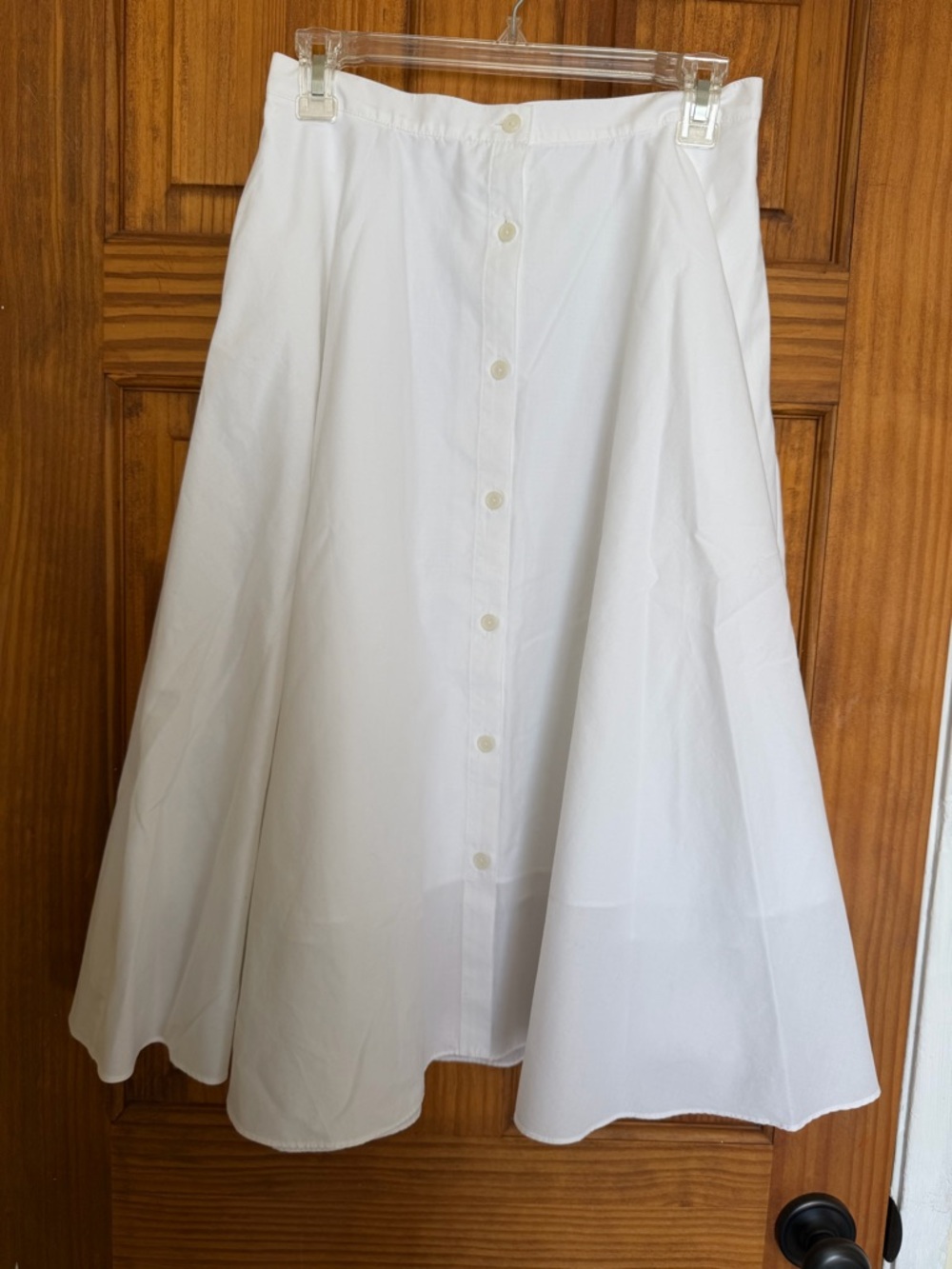 Uniqlo White A-Line Button-Front Skirt